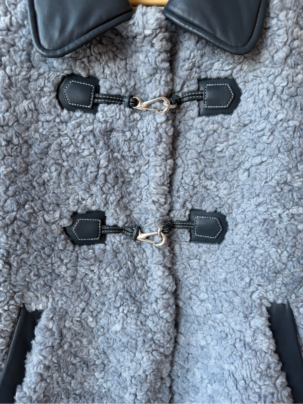 Blue Shearling Toggle Jacket - Picture 4 of 14